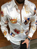 Chemise décontractée pour hommes à col rabattu Chemises blanches imprimées chic pour hommes