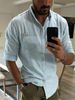 Chemise décontractée pour hommes à col rabattu Chemises classiques bleu ciel clair