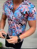 Chemise décontractée pour hommes à col rabattu Chemises décontractées imprimées bleu ciel clair pour hommes