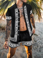 Chemise décontractée pour hommes à col rabattu Chemises décontractées imprimées noires pour hommes
