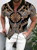 Chemise décontractée pour hommes à col rabattu Chemises décontractées imprimées noires pour hommes