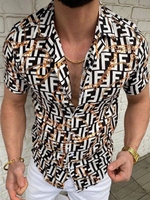 Chemise décontractée pour hommes à col rabattu Chemises décontractées imprimées noires pour hommes