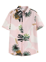 Chemise décontractée pour hommes à col rabattu Chemises décontractées imprimées roses pour hommes