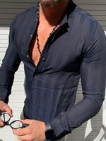 Chemise décontractée pour hommes à col rabattu Chemises décontractées pour hommes bleu marine foncé