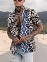 Chemise décontractée pour hommes à col rabattu imprimé chemises pour hommes abricot profond
