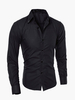 Chemise décontractée pour hommes à manches longues en coton noir