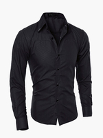 Chemise décontractée pour hommes à manches longues en coton noir