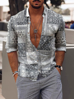 Chemise décontractée pour hommes Chemises pour hommes imprimées chics gris clair
