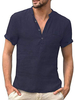 Chemise décontractée pour hommes Col montant Chic Turquoise Chemises pour hommes