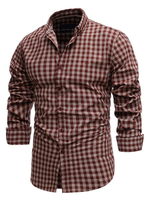 Chemise décontractée pour hommes Col rabattu Chic Plaid Rouge Chemises pour hommes