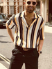 Chemise décontractée pour hommes Col rabattu Chic Stripes Chemises pour hommes jaunes