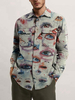 Chemise décontractée pour hommes col rabattu décontractée imprimée bleu ciel clair Chemises pour hommes
