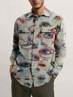 Chemise décontractée pour hommes col rabattu décontractée imprimée bleu ciel clair Chemises pour hommes