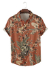Chemise décontractée pour hommes Col rabattu Imprimé Café Marron Chemises pour hommes
