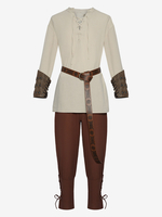 Chemise De Pirate Médiévale Pantalon À Bretelles À La Cheville Halloween Rétro Scène De Cosplay