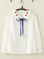 Chemise douce Lolita Chemisier en mousseline blanche avec dentelle Déguisements Halloween
