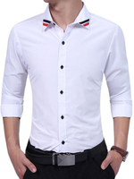 Chemise en coton mélangé color-block manches longues