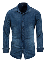 Chemise en jean pour hommes Chemise décontractée à col rabattu bleu