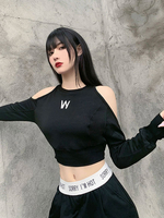 Chemise gothique noire pour femmes Haut gothique à manches longues en polyester
