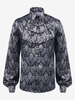 Chemise Grise Vintage Top Renaissance Plissé Imprimé Fleuri Manches Longues Polyester Rétro Costumes Pour Homme Déguisement Vintage