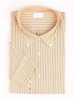 Chemise homme en coton rayé avec col point libre