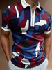 Chemise Hommes Polo Collier De Coupe courte À Manches courtes Zipper Fit Bleu Polo Shirts