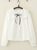 Chemise Lolita Douce Garniture En Dentelle Bowknot Haut Lolita Blanc En Mousseline De Soie Déguisements Halloween