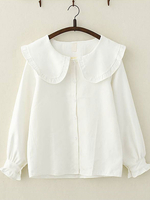 Chemise Lolita en coton blanc à col roulé et col chemisier Sweet Lolita Déguisements Halloween