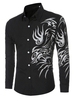 Chemise noire à manches longues en coton imprimé à manches longues