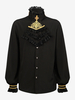 Chemise noire à manches longues et col montant à volants style gothique vintage