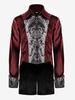 Chemise Rouge Vintage Top Rétro Imprimé Floral Manches Longues Rétro Costumes Pour Homme Déguisement Vintage