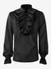 Chemise Rouge Vintage Top Rétro Volants Manches Longues Fleuries Polyester Fibre Rétro Costumes Pour Homme Déguisement Vintage