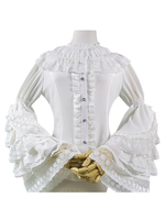 Chemise Sweet Lolita Chemise blanche Lolita à volants en mousseline avec bordure en dentelle Déguisements Halloween