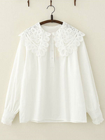 Chemise Sweet Lolita Chemise en coton à col en dentelle et haut lolita blanc Déguisements Halloween