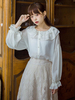 Chemise Sweet Lolita Chemisier lolita blanc en mousseline à volants et perles Déguisements Halloween