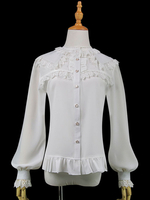 Chemise Sweet Lolita Haut en lolita blanc avec dentelle et volants en mousseline Déguisements Halloween
