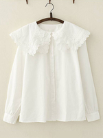 Chemise Sweet Lolita Haut en lolita blanc coton et dentelle Trime Déguisements Halloween