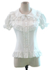 Chemise Sweet Lolita Top Lolita à manches courtes et volants en dentelle blanche Déguisements Halloween
