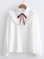 Chemise Sweet Lolita Volants Arcs Haut à manches longues Lolita Déguisements Halloween