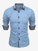 Chemises décontractées pour hommes doubles boutons coupe ajustée col rabattu manches longues chemises à carreaux pour hommes