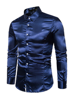 Chemises homme Casual 2021 Marine foncé Chemise Manche longue Col à revers