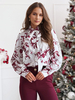 Chemisier à fleurs avec nœud papillon lanterne manches longues chemise de printemps de couleur unie pour femme 2025