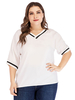 Chemisier blanc de grande taille pour femmes T-shirt surdimensionné décontracté à col en V