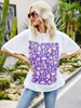 Chemisier blanc pour femme col bijou manches mi-longues en coton imprimé motif passepoil surdimensionné t-shirt