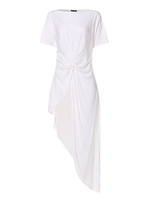 Chemisier blanc pour femme T-shirt décontracté en polyester à manches courtes et col bijou
