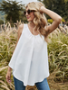 Chemisier blanc pour femmes sans manches épaule ouverte plissée dentelle bijou cou polyester T-shirt dété