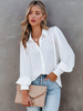 Chemisier Blouse Court Femme avec Manches Longues à Col Revers Unicolore
