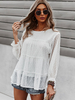 Chemisier Blouse en Mousseline Femme à Col Rond avec Manches Longues Amples Unicolore Blouse Chemisier