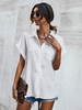 Chemisier Blouse Femme à Col Revers avec Manches Courtes avec Boutons Unicolore