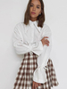 Chemisier Blouse Femme à Col Revers avec Manches Longues Amples à Lacets Unicolore Blouse Femme